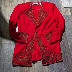 Lillie Rubin Red Embellished Blazer